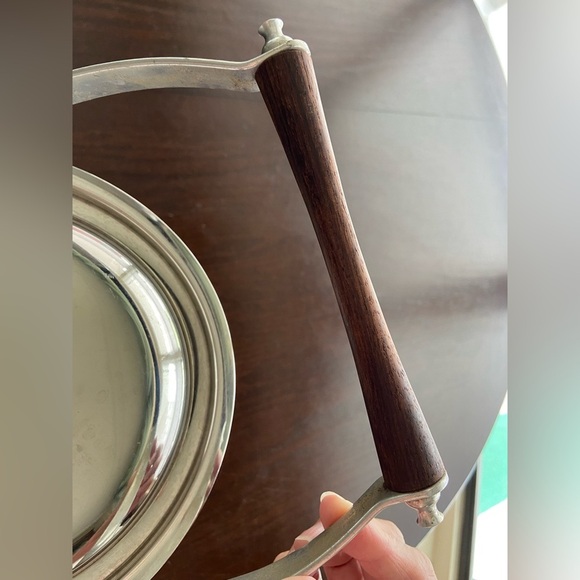 Vintage Italian Silver Tone Metal Insulated Ice Bucket w/ Lid Wood Handle Italy - Picture 4 of 8